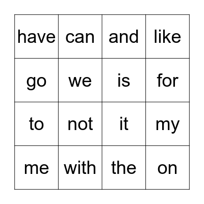 Sophia's Sight Words Bingo Card