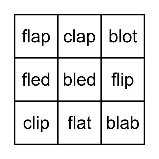 L Blends #1 Bingo Card