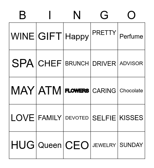 Mother's Day Bingo Card