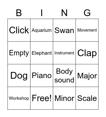 Cool Down Bingo Card