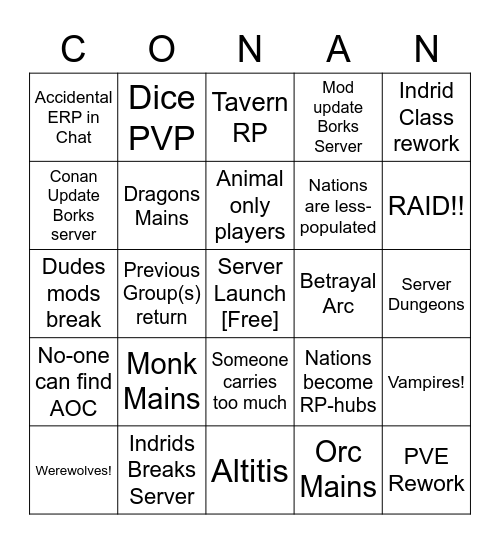 Boundless Chapter One Bingo Card