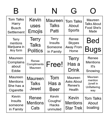 Skype Family BINGO Card