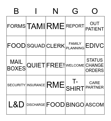 PATIENT ACCESS BINGO Card