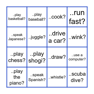 Present Simple vs Present Continuous Bingo Card