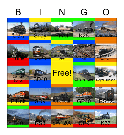 Locomotives of the West Bingo Card