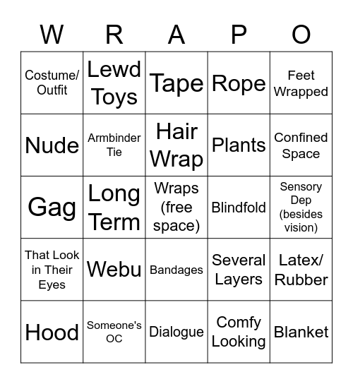 WJA Wrapping Bingo Card