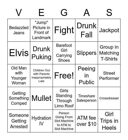 Vegas Bingo Card