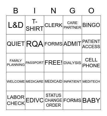 PATIENT ACCESS BINGO Card