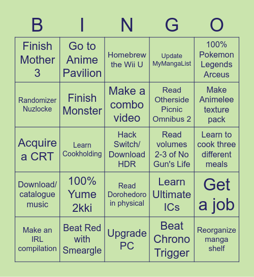 Summer 2022 Bingo Card