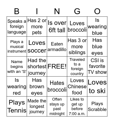 Introduction BINGO Card