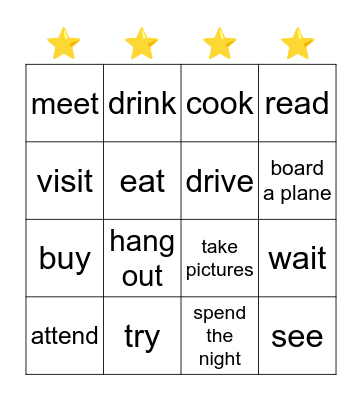 Activities during Holidays Bingo Card
