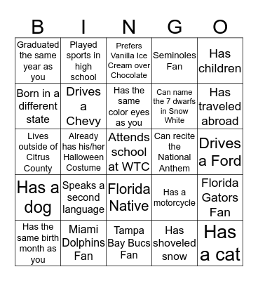 SkillsUSA  Bingo Card