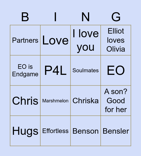 SharBenson Bingo Card