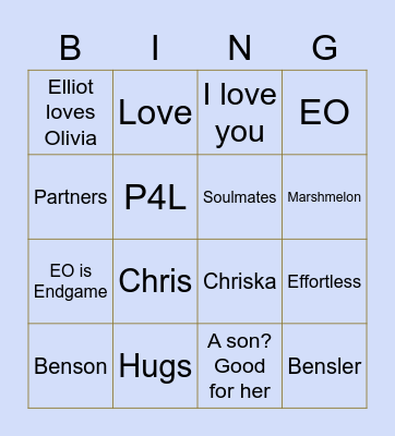SharBenson Bingo Card