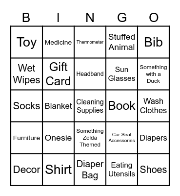 Baby Shower Bingo Card