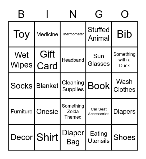 Baby Shower Bingo Card