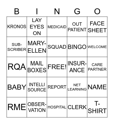 PATIENT ACCESS BINGO Card