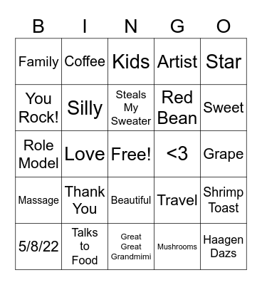 Happy Mother's Day! Bingo Card