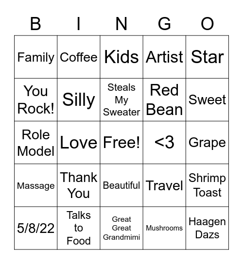 Happy Mother's Day! Bingo Card