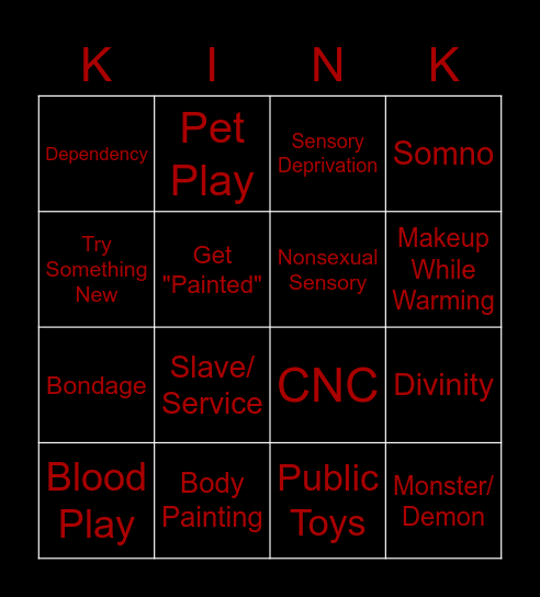 Kink Bingo Card