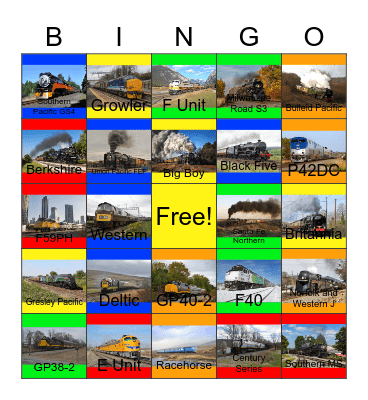 Mainline Locomotives Bingo Card