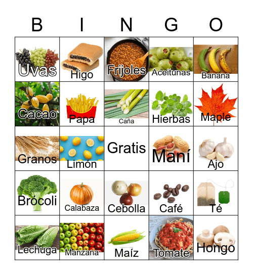 Plantas : Comida Bingo Card