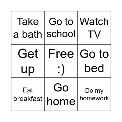 What time do you ______? Bingo Card