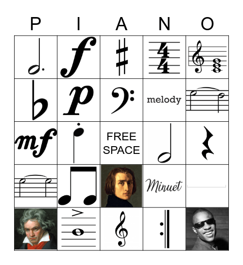 Piano Bingo Card