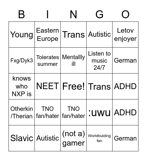 Natalia Bingo Card