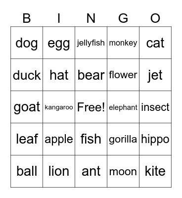 ABC Bingo Card