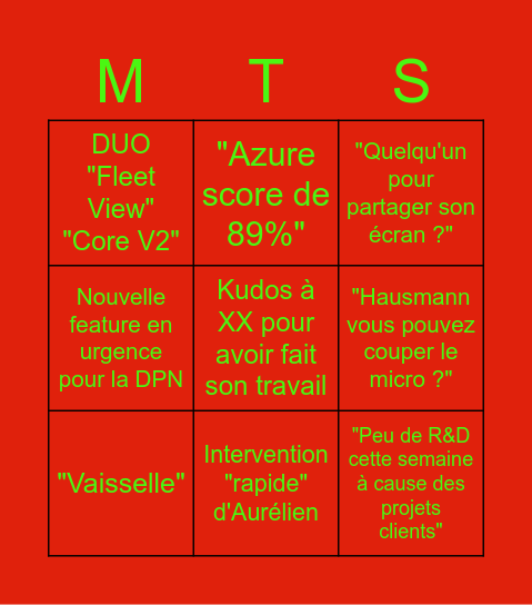 Metrosope Weekly Bingo Card