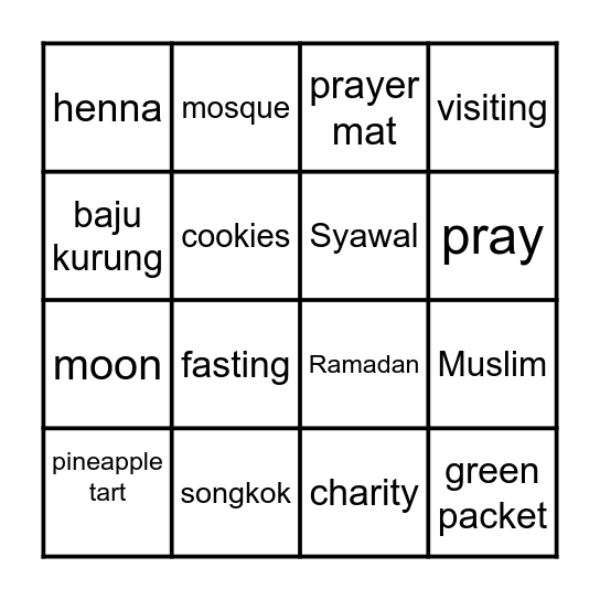 Hari Raya Bingo! Bingo Card