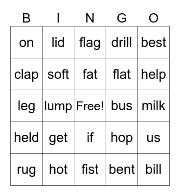 Level 1 A Bingo Card