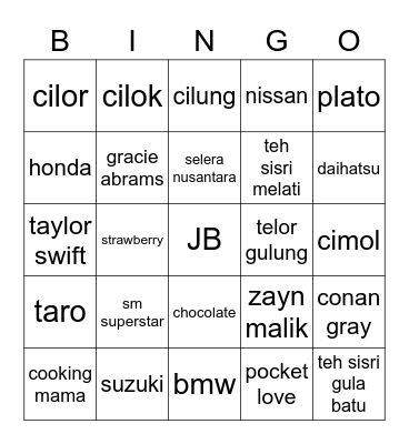 hüi Bingo Card