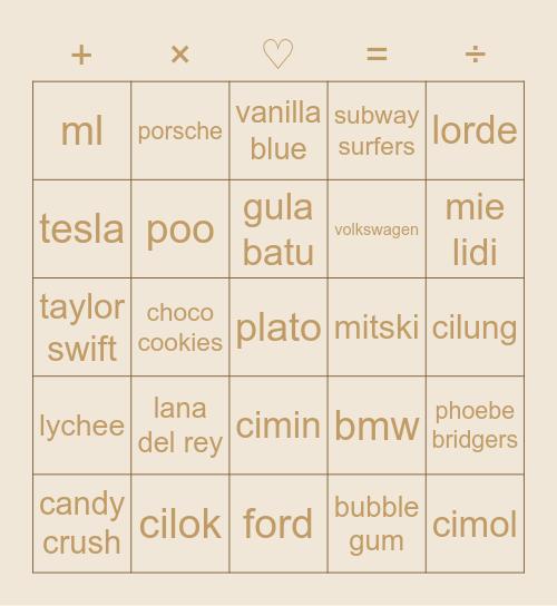 chaeng's Bingo Card