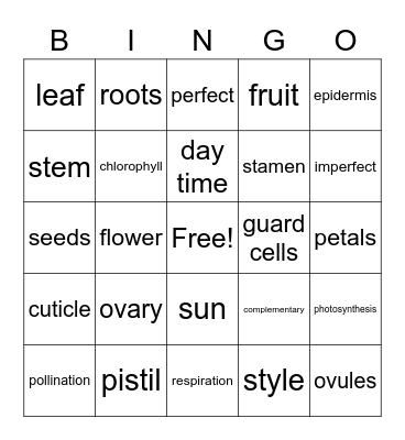 Living Organisms Bingo Card