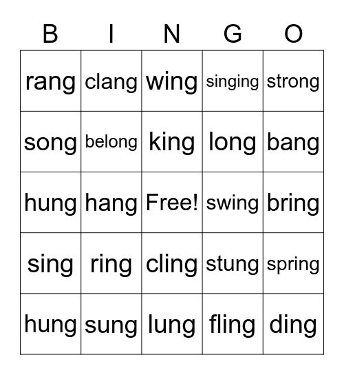 Groups 1-3 Bingo Card