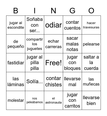 Recuerdos Vocab 1 Bingo Card