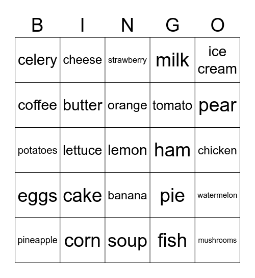 French Foods Bingo Card