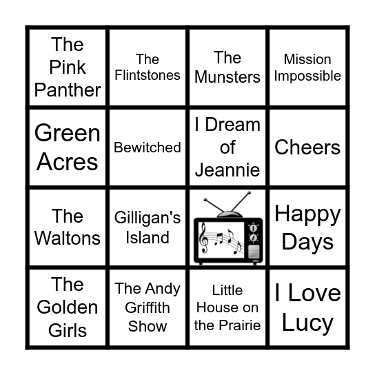 T.V. Theme Songs Bingo Card