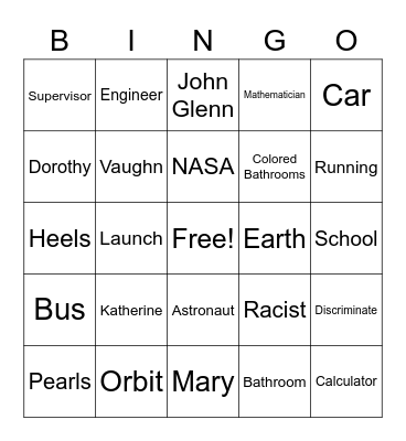 Hidden Figures Bingo Card
