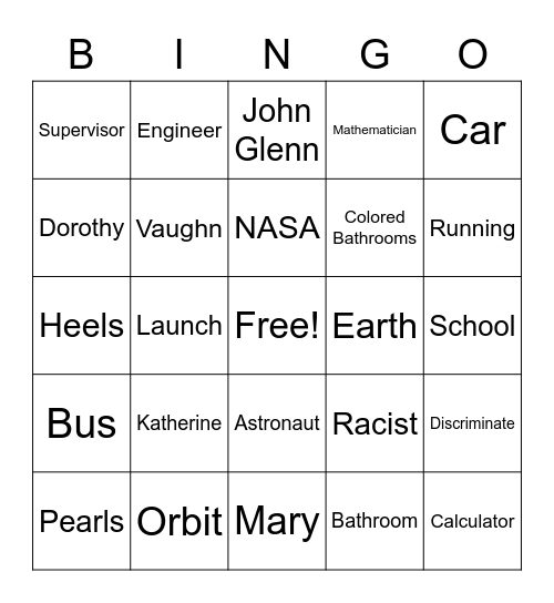 Hidden Figures Bingo Card