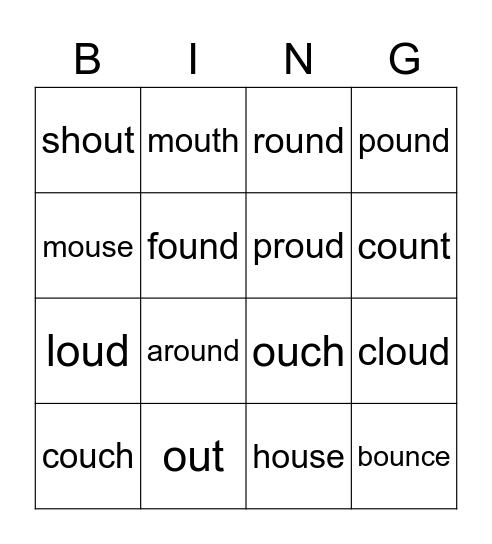 ou words Bingo Card