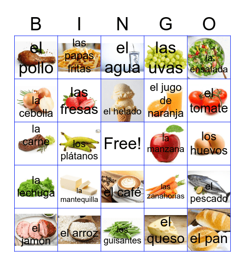 La Comida Bingo Card