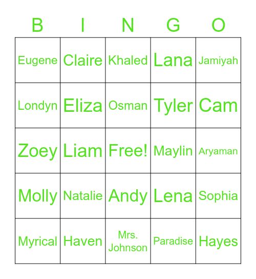 3-J Bingo Card