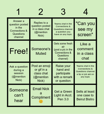 North Market Bingo Card
