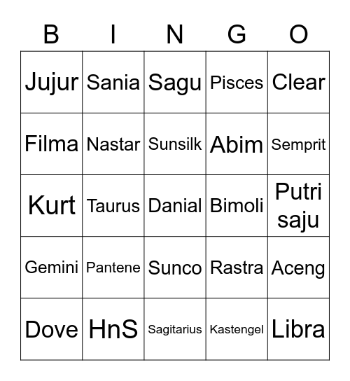 Punya Abim Bingo Card