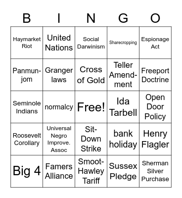 US History EOC Bingo-1 Bingo Card