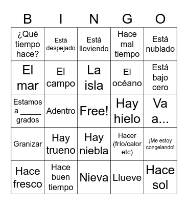 El Tiempo - Mrs. Mis Bingo Card