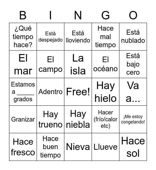 El Tiempo - Mrs. Mis Bingo Card